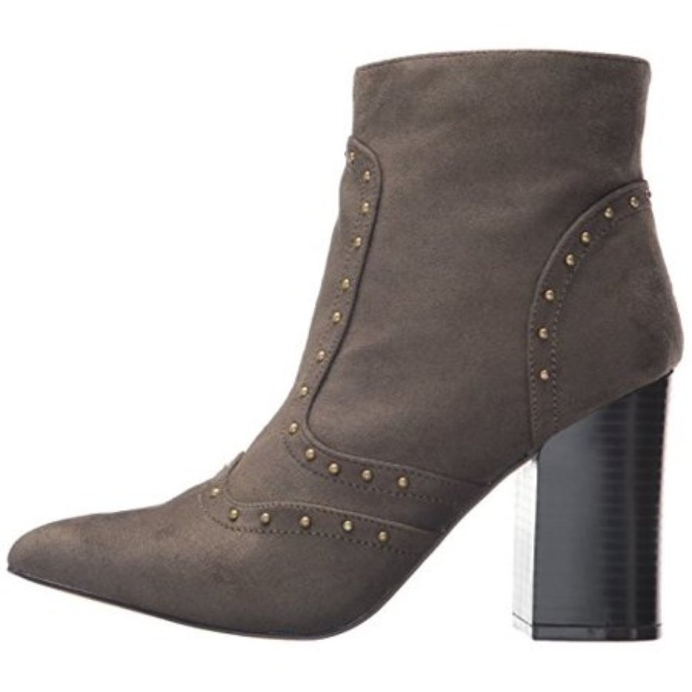 Michael Antonio Secret Studded Ankle Booties Brown 5.5 Block Heel NIB
